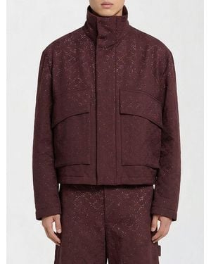 Gucci Gg Cotton Jacket With Rhinestones - Red