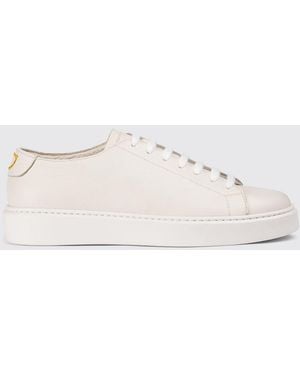 Doucal's Tumbled Leather Trainers - Natural