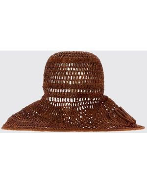 Chloé ChloÉ Wide-Brim Crochet Raffia Hat With Embroidered Logo - Brown