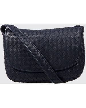 Bottega Veneta Intrecciato Woven Nappa Leather Messenger Bag - Blue
