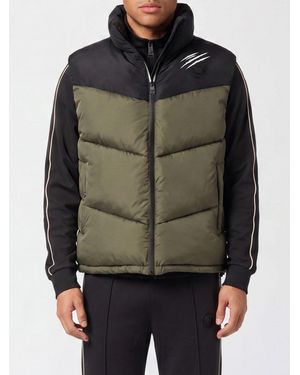 Philipp Plein Logo Padded Nylon Vest - Grey