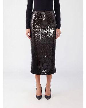 ROTATE BIRGER CHRISTENSEN Recycled Polyester Sequin Pencil Midi Skirt With Slit - Black
