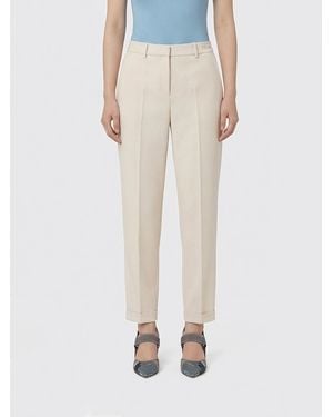 Fendi Slim Fit Wool And Silk Pants - Natural