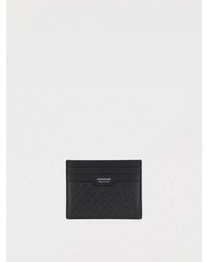 Ferragamo Gancini Embossed Leather Card Holder - White