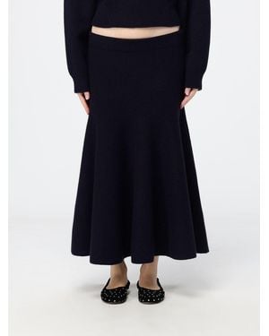 Alaïa Ausgestellter Midi-Strickrock Aus Kaschmir Mit Elastischem Bund Von - Blau