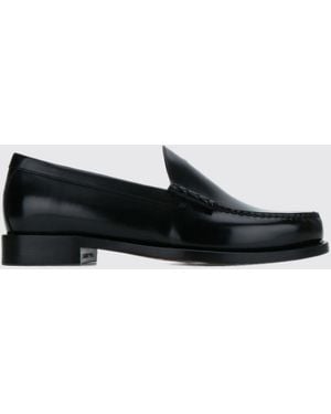 Celine Triomphe Logo Bullhide Leather Loafers With Raised Apron - White