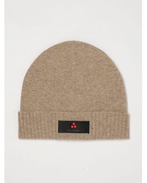 Peuterey Ribbed Wool-Blend Beanie With Cuff And Applied Logo - Natural
