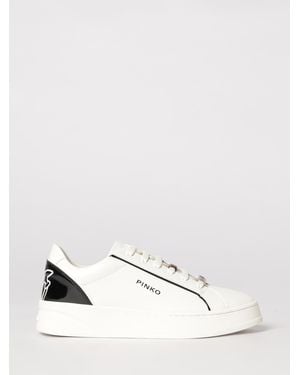 Pinko Iris Leather Trainers - Natural