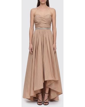 Pinko Taffeta Dress With Crystals - Natural