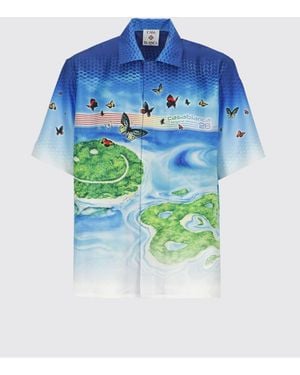 CASABLANCA The Essential Experience Printed Silk Shirt - Blue