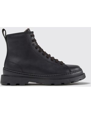 Camper Bottes De Combat Brutus+ En Cuir De Veau Avec Zip Latéral - Noir