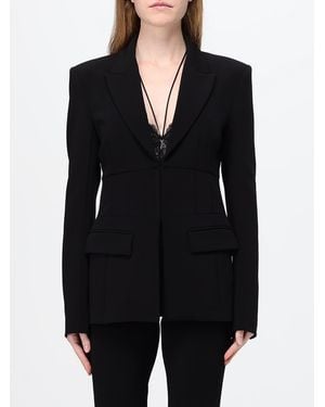 Patrizia Pepe Blazer Corsé Slim Fit Con Solapas De Pico Y Hombros Acolchados - Negro