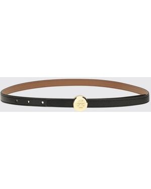 Tory Burch Romy Reversible Leather Belt With Double T Buckle - White