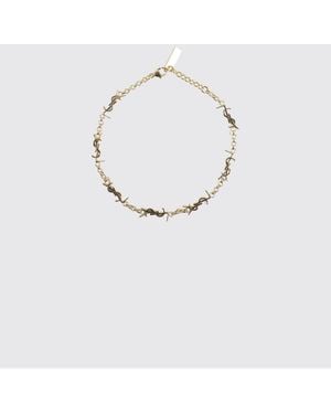 Saint Laurent Armband Aus Goldfarbenem Metall Mit Verschlungenem Ysl-Monogramm-Anhänger - Weiß