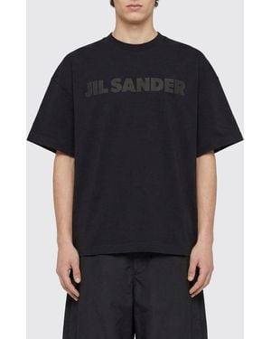 Jil Sander Cotton T-Shirt With Logo Print - Black