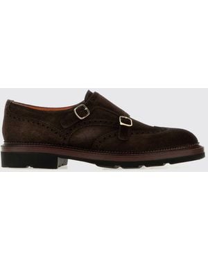 Santoni Suede Double Monk Strap Shoes With Brogue Detailing - White