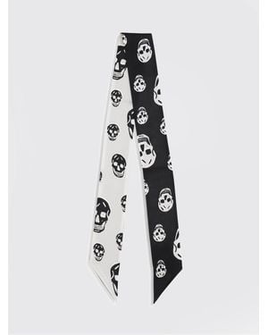 McQueen Bandeau Skull De Seda Estampada - Blanco