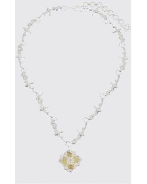 CASABLANCA Splash Brass Necklace With Monogram Pendant - White
