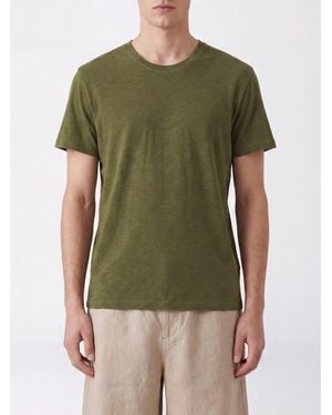 Closed Camiseta De Algodón Con Cuello Redondo Y Bajo Recto De Corte Básico - Verde