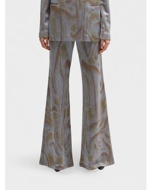 MACCAPANI Easy Printed Flared Trousers - Grey