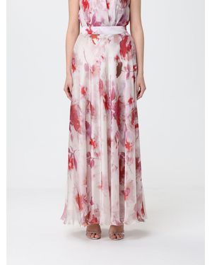Hanita Chiffon Long Skirt With Floral Print - Pink