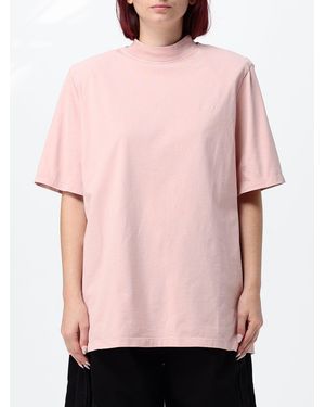 The Attico Cotton T-Shirts With Logo - Pink