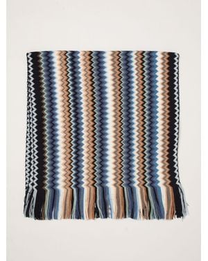 Missoni Écharpe En Mélange De Laine À Motif Rayé Abstrait - Bleu