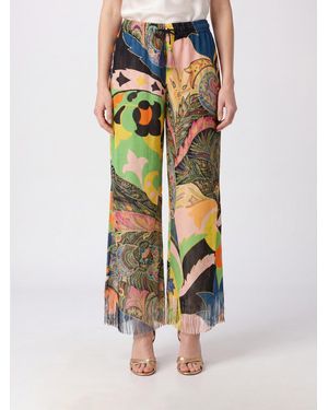Etro Pantalon Palazzo Taille Haute En Viscose À Imprimé Paisley - Bleu