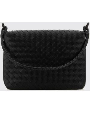 Bottega Veneta Swing Messenger-Tasche Aus Kalbsleder Mit Intrecciato-Flechtmuster - Schwarz