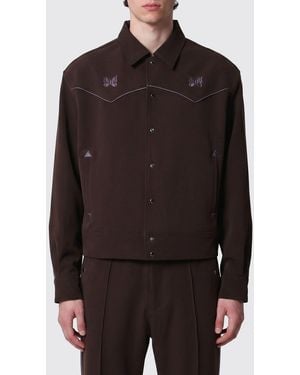 Needles Piping Cowboy Western Overshirt With Butterfly Print - Black