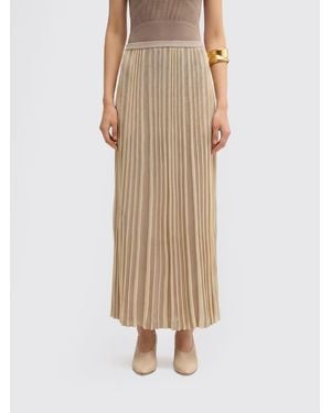 MACCAPANI Pleated Viscose Blend Skirt - Natural