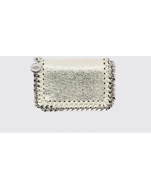 Stella McCartney Falabella Laminated Crackled Faux Suede Wallet - White