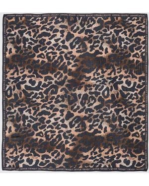Twinset Quadratischer Viskose-Schal Mit Animal-Print - Mehrfarbig