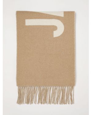 Jacquemus Schal Aus Reiner Schurwolle Mit Schriftzug-Logo Und Fransenrändern - Natur