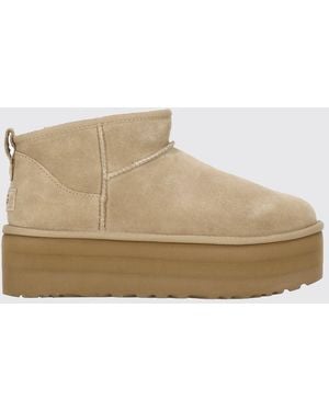 UGG Classic Ultra Mini Platform Suede Ankle Boots - Natural