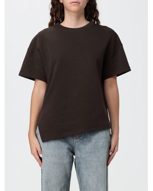 Loewe Camiseta De Algodón Con Cuello Redondo Y Bajo Asimétrico - Negro