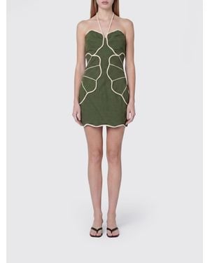FARM Rio Wavy-Trimmed Halterneck Mini Dress in Green | Lyst