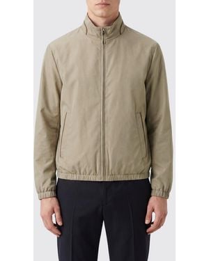 Canali Polyester Bomber Jacket With A High Neck And Elasticated Cuffs - Natural