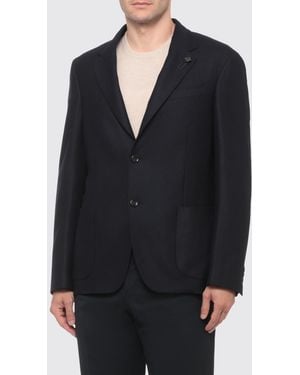 Lardini Blazer De Un Solo Pecho De Lana Virgen Con Bolsillos De Parche - Negro