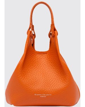 Gianni Chiarini Dua Hammered Leather Bag - Orange