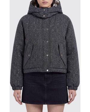 Brunello Cucinelli Cazadora Bómber Acolchada Relaxed Fit De En Mezcla De Lana Con Capucha - Gris