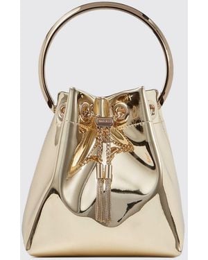 Jimmy Choo Mini Beuteltasche Bon Bon Aus Spiegelstoff Mit Starrem Griff - Natur