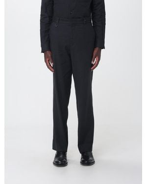 Paolo Pecora Linen Blend Straight Trousers - Black