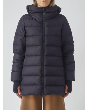 Herno A-Shape Short Water-Repellent Nylon Down Jacket With Hood - Blue