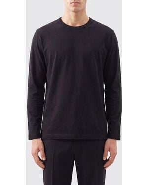 Y's Yohji Yamamoto Long-Sleeved Cotton T-Shirt With Crew Neck And Regular Shoulders - Blue