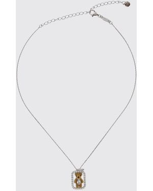 YVMIN Gargantilla De Plata Chapada En Oro 18K Con Colgante De Oso Y Circonitas - Blanco