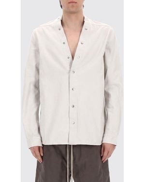 Rick Owens Long-Sleeved V-Neck Cotton Shirt With Button Closure - White