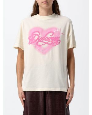 DISCLAIMER Cotton T-Shirt With Graphic Print And Contrast Logo - Pink