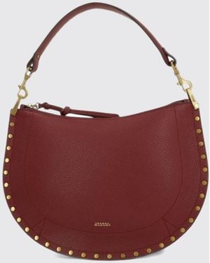 Isabel Marant Oskan Grained Calfskin Leather Shoulder Bag With Studs - Red