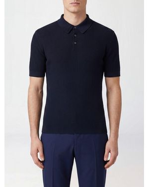 Fedeli Short-Sleeved Knit Polo - Blue